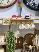 آویز لیوان چوبی مدل Coffee Time | استند دیواری کد 1655